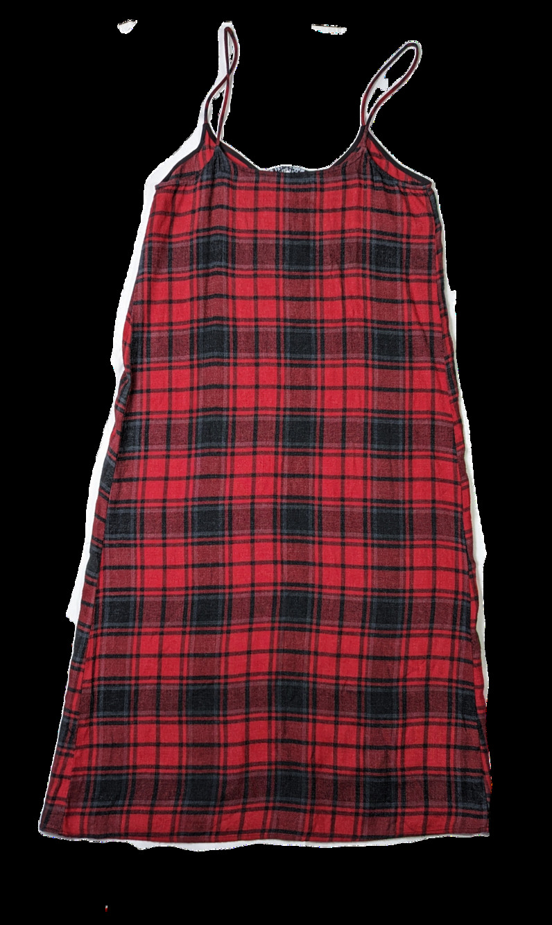 Zara Red Plaid Flannel Slip Dress Size XS